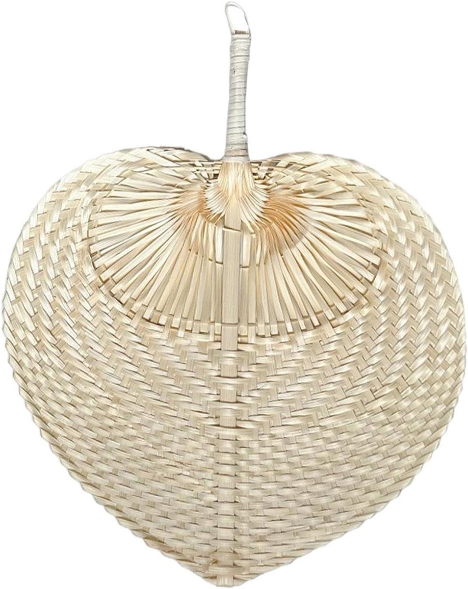 Raffia Handventilator - Handgeweven Ventilator - Natuurlijke Koeling - Rustieke Wanddecoratie - 38x30cm - Natuurlijk