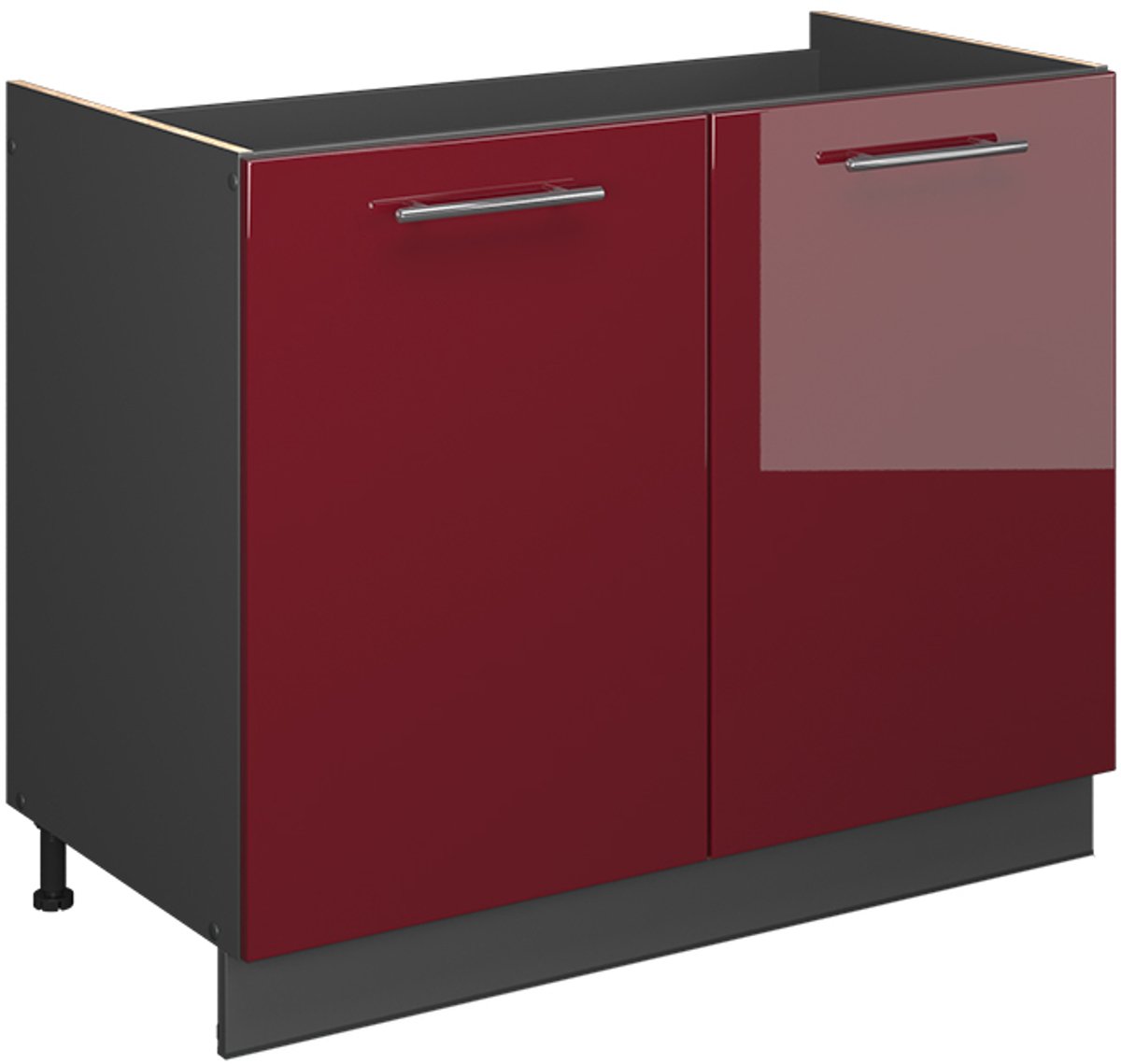 Vicco Wastafelkast Fame-Line, Bordeauxrode hoogglans/Antraciet, 100 cm zonder werkblad