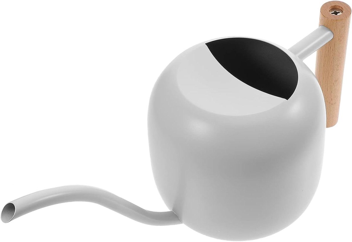 Metalen Gieter - Plantensproeier Bloemen - Planten Water Geven - Houten Handvat - 1200 Ml - Wit