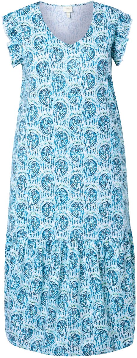 Ulla Popken Dames - Midi-jurken - Denim blauw - Maat 54+