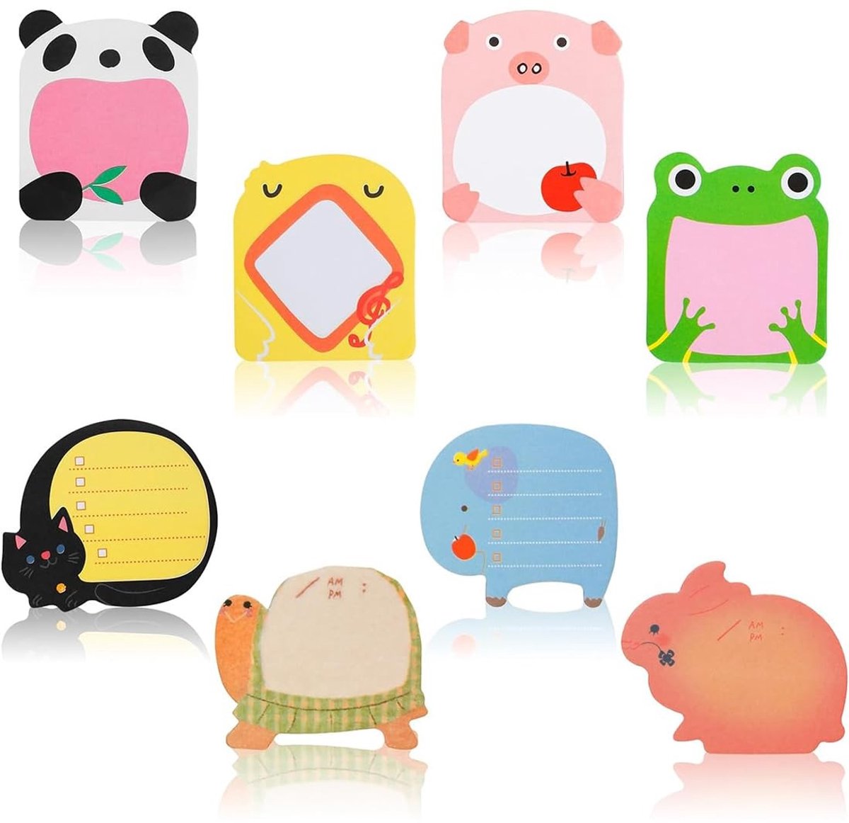 Dailygoods- Notitieblaadjes 320 Vellen - Mini Zelfklevende Notities - 8 Dierenpatronen - Kleurrijk - Grappige Memoblaadjes - Voor Kantoor/School - Plaknotities