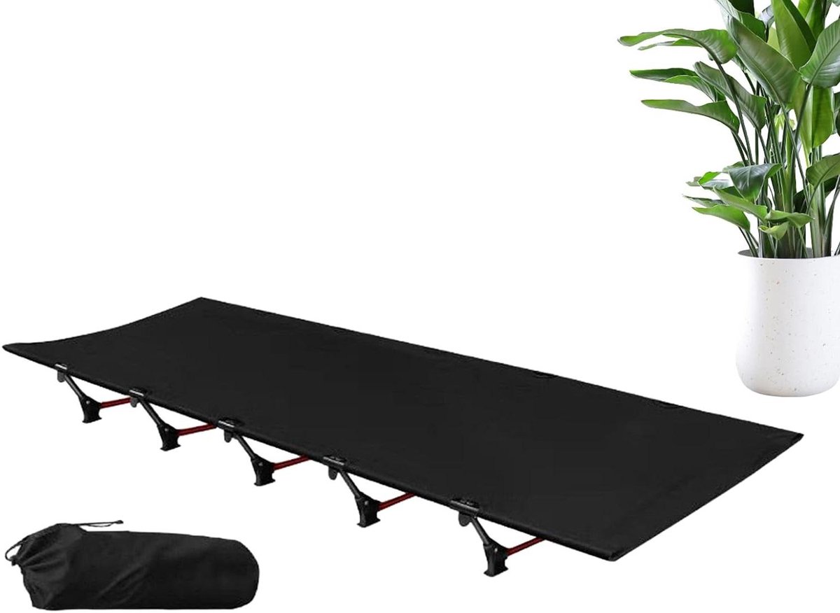 Camping Slaapbed - Inklapbaar Ligvlak - Outdoor Rusten - Eenvoudige Reiniging - 192 x 65 cm - Zwart