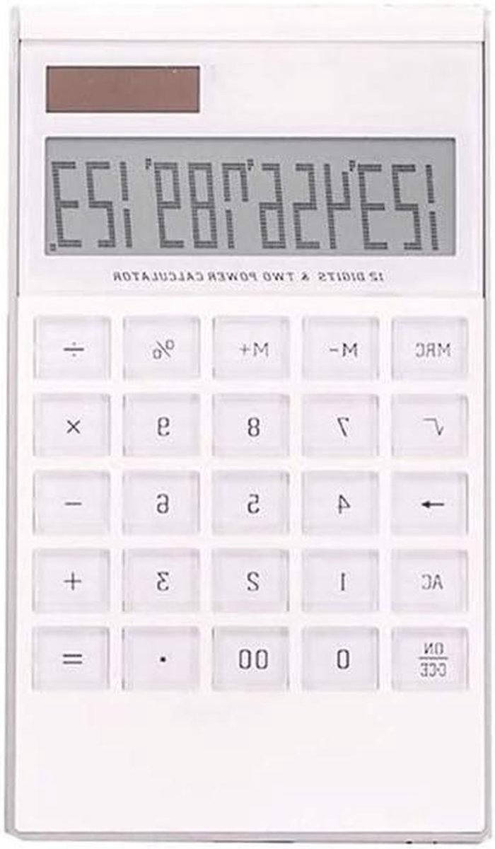 Rekenmachine - Zakrekenmachine Zonnekracht - Dagelijkse Berekeningen - LCD Scherm - 183x107x15 mm - Wit