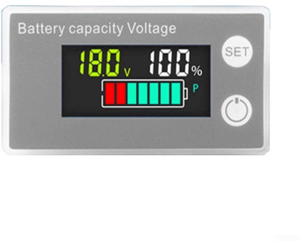 Digitale Batterij Monitor - Capaciteitsindicator Spanningsmeter - Batterij Status Controleren - Multi-Voltage Compatibel - DC8-100V - Kleurrijk