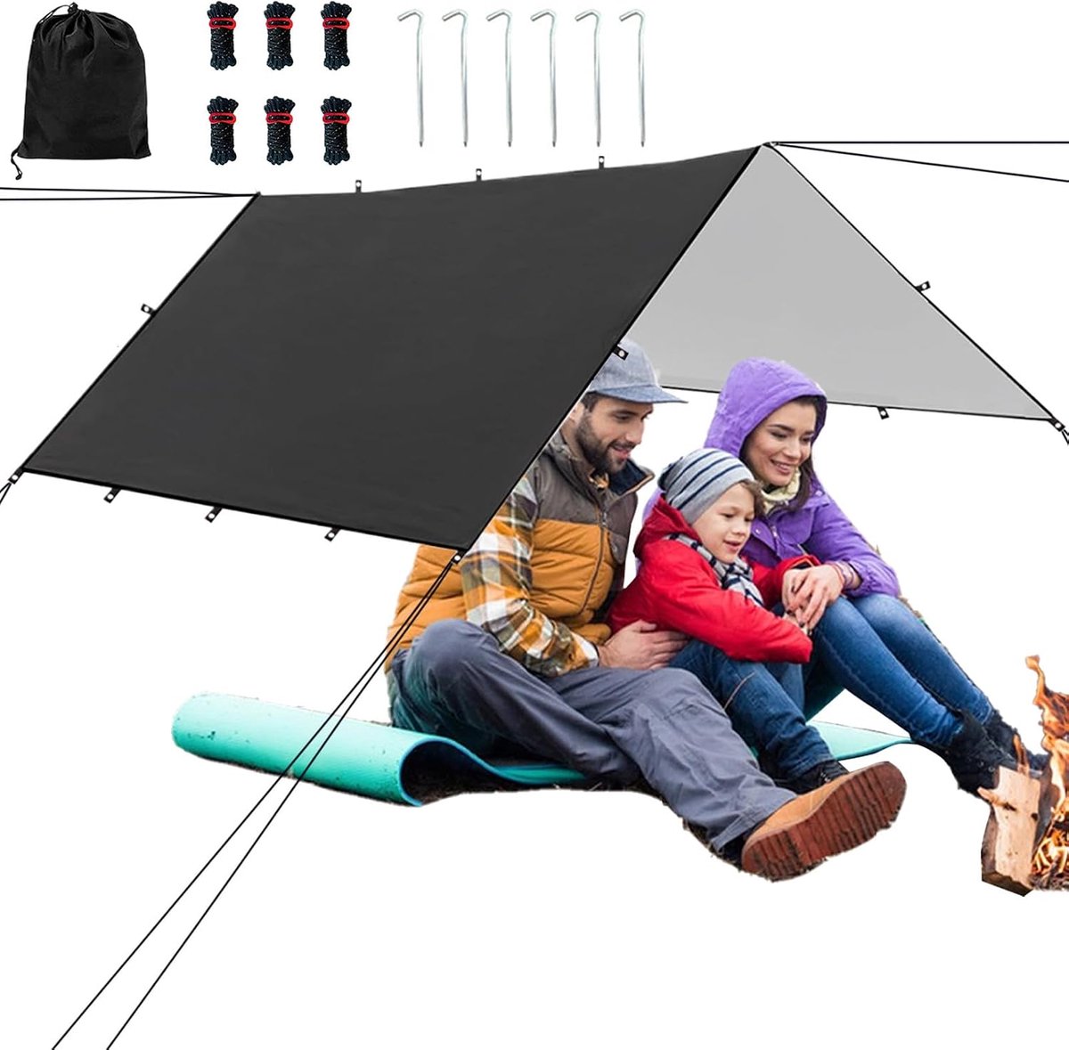 Campingzeil - Outdoor Beschutting - Kamperen en Backpacken - Weerbestendig Materiaal - 203 x 292 cm - Meerkleurig