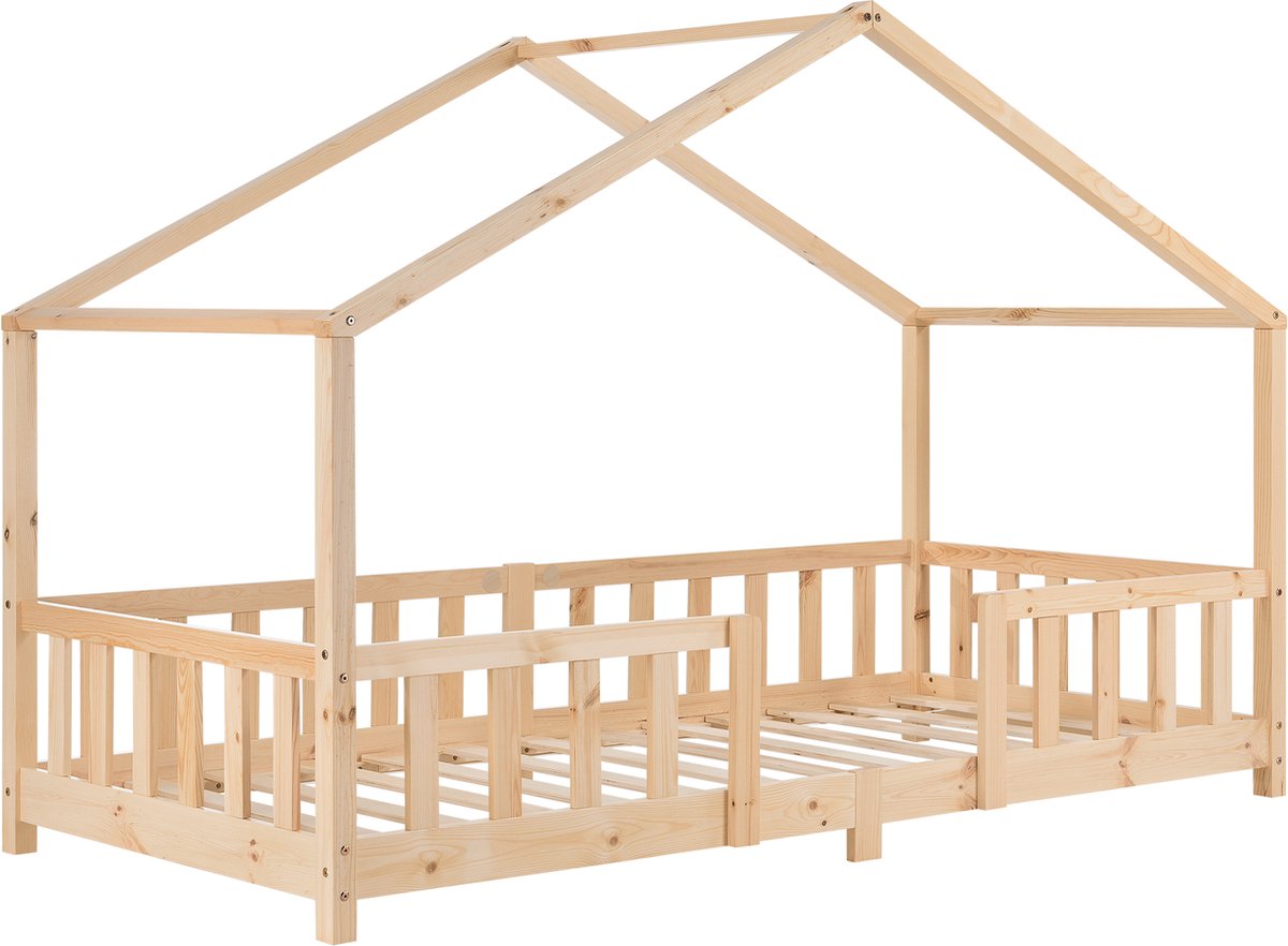 en.casa Kinderbed Treviolo huisbed 90x200 cm naturel [en.casa]