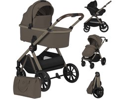 Lionelo Layla - Poussette 3en1 - SET XXL - incl. siège auto i-Size - Polyvalente et toute l'année - Grandes roues - Utilisation d'une seule main - Pour tous types de terrain - Ensemble d'accessoires