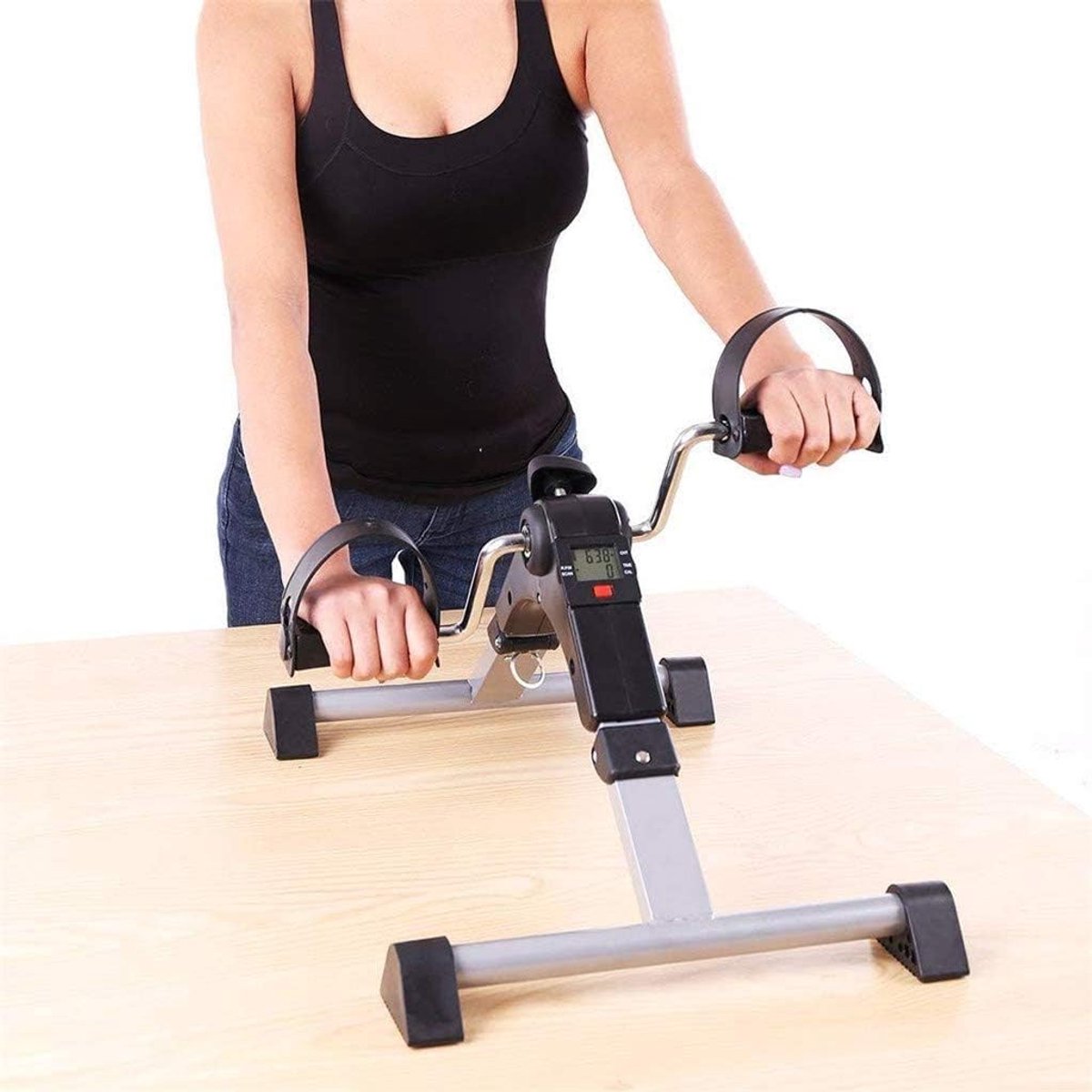 Pedaaltrainer - Mini fitnessfiets - Spierkracht vergroten - Opvouwbaar en draagbaar - 50x35.5x23.5 cm - Zwart