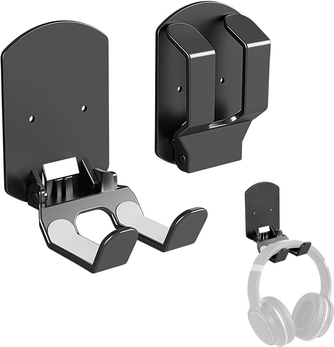 Koptelefoonstandaard - 2 Stuks - Headset Hanger - Geen boren nodig - Universele Koptelefoon Houder - opberghaken voor thuis zonder boren - Zwart - Kunststof - Antislip En Duurzame Gaming Heads - Geschikt voor koptelefoons- sleutels- tassen- enz