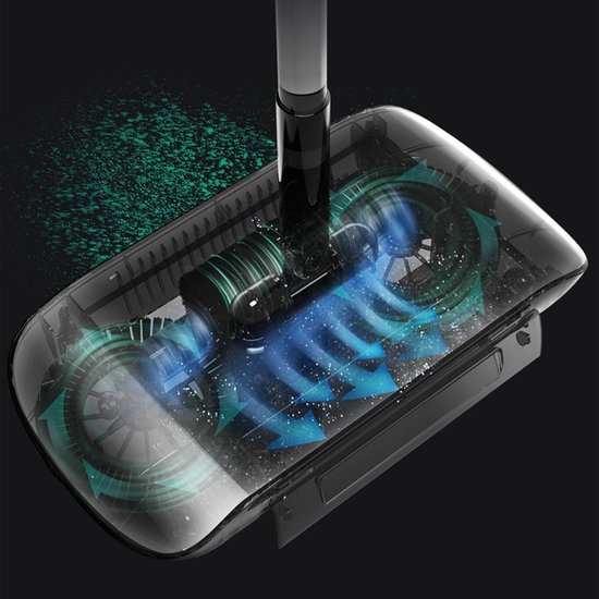 Huishoudelijke Veegmachine - Vloerreiniger Handmatig - Snel Vloeren Schoonmaken - 2-In-1 Bezem Mop - 30 cm Basis - Blauw van Merkloos	 — afbeelding 2
