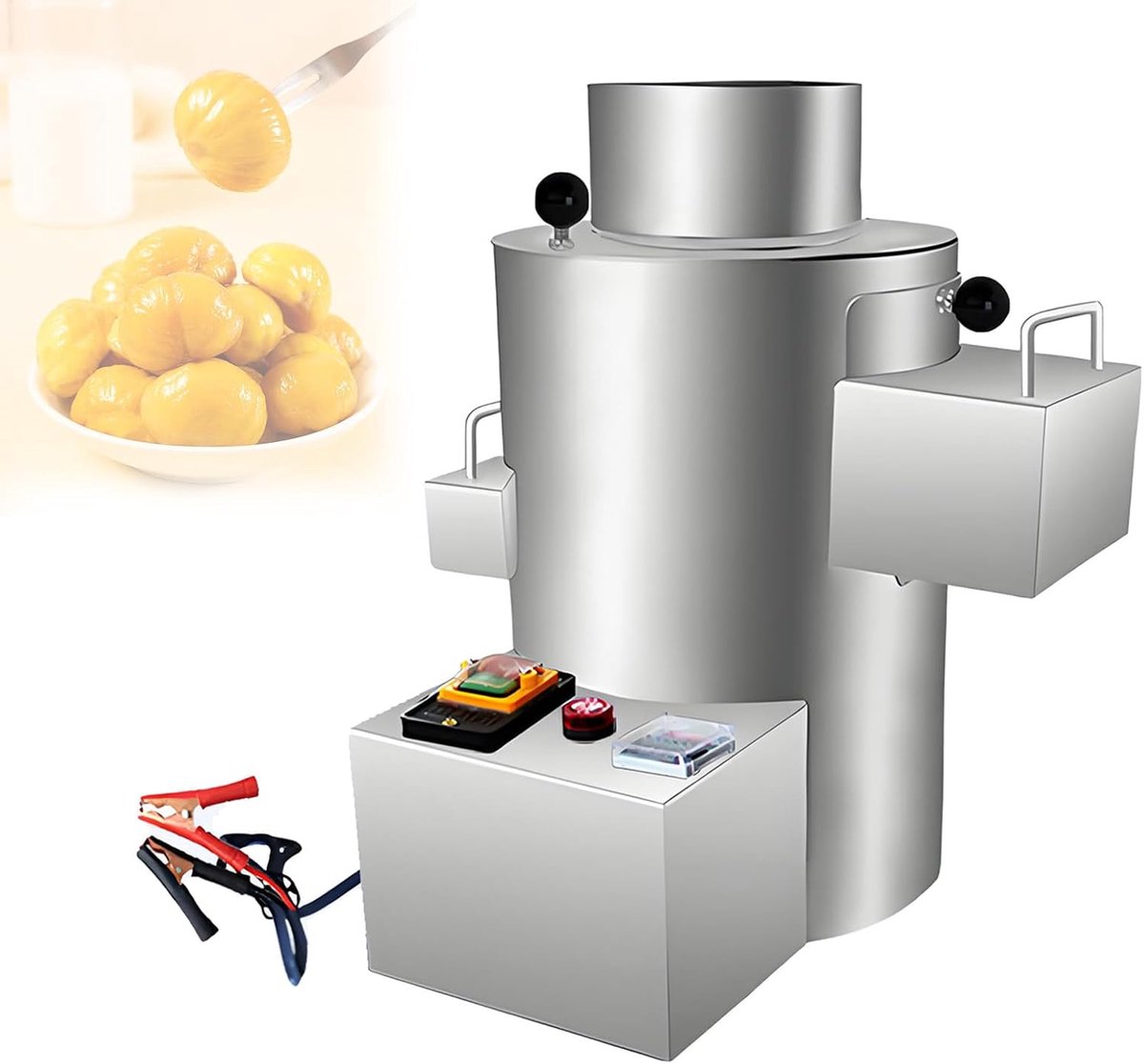 Automatische Kastanje Schiller - Keukenmachine - Snel Kastanjes Bereiden - Hoge Capaciteit 100 kg/u - 550W - Zilver
