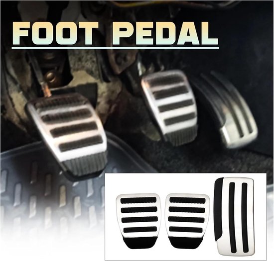 Auto Pedaal Covers - Gas Rempedaal Set - Veiliger Rijden - Antislip Ontwerp - 3 stuks - Zilver Zwart — afbeelding 4
