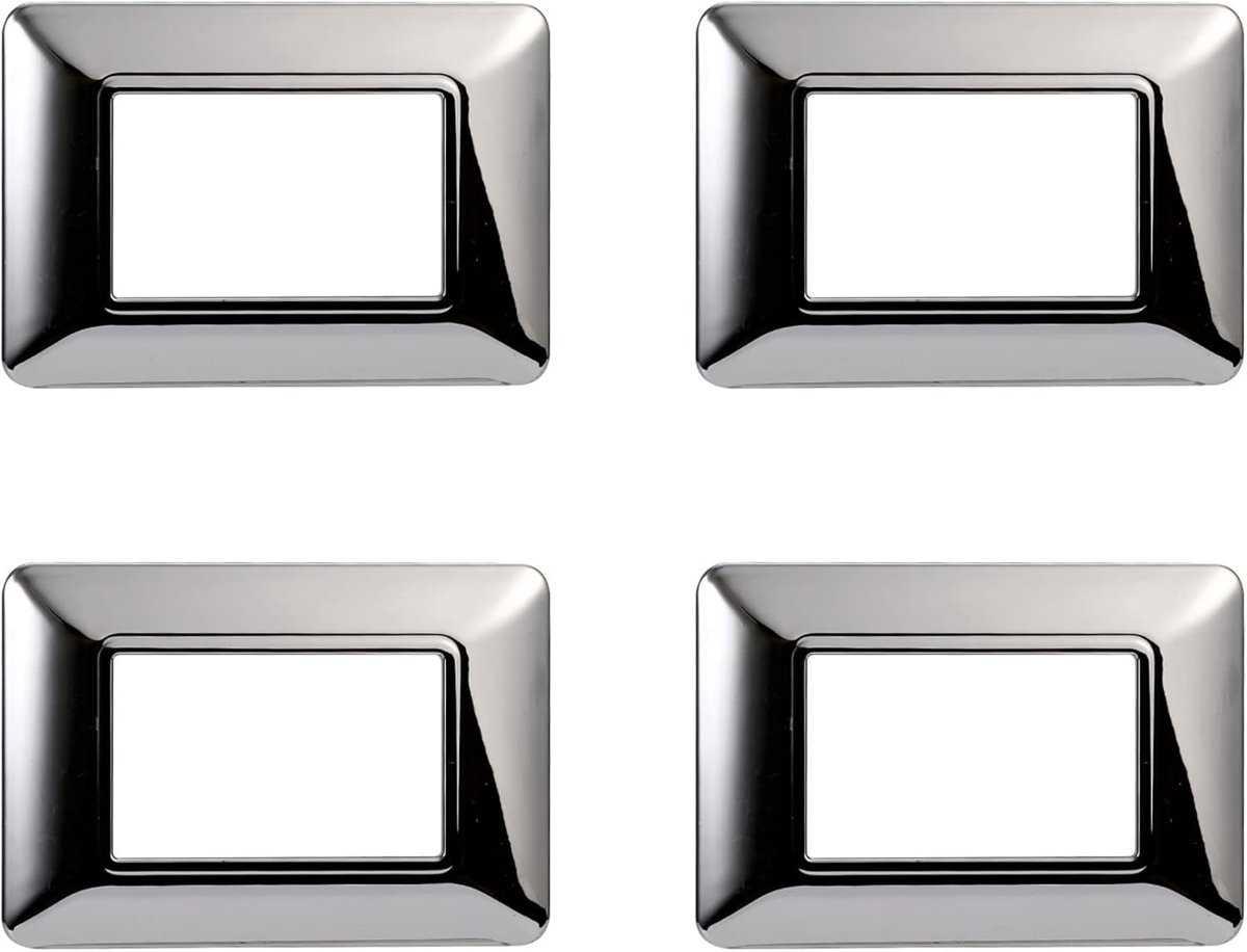 Kunststof Platen - Afdekplaten Combinatiedoos - Combinatiedozen Ophangen - Compatibel met Bticino Matix - 4 Stuks - Glanzend Chroom