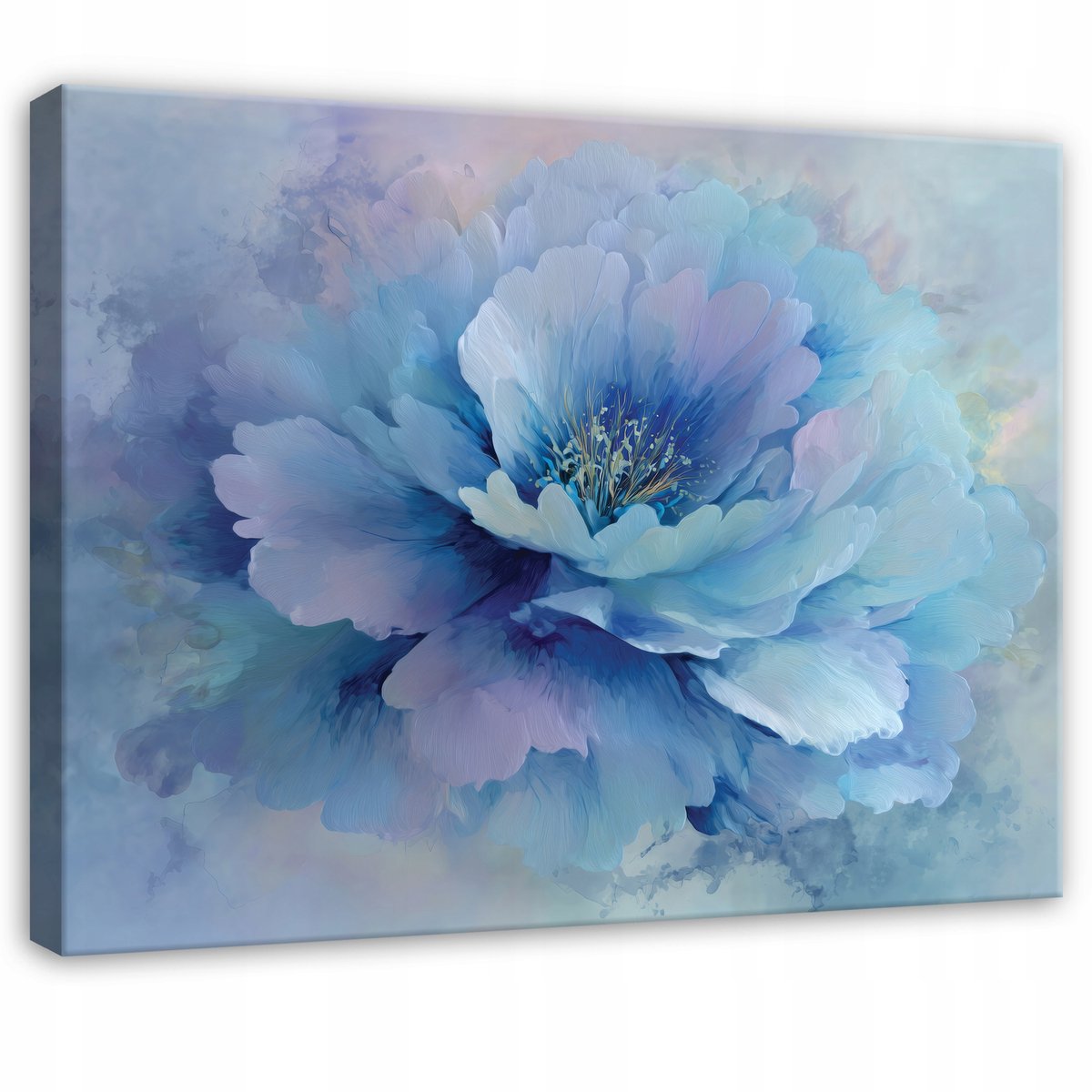 WALLARENA Schilderij op canvas - 100x70 cm - blauwe abstracte bloemen - wanddecoratie woonkamer en slaapkamer Veelkleurig