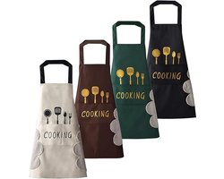 Keukenschort - 4 Stuks - Professioneel Kookschort - voor Dames en Heren - Horeca Sloof - BBQ Schort - Pottenbakken Schort - Koken Keuken Schorten - keukenkookschorten - Barbecueschorten - koksschort met 2 zakken - voor keuken, koken, bakken, barbecue