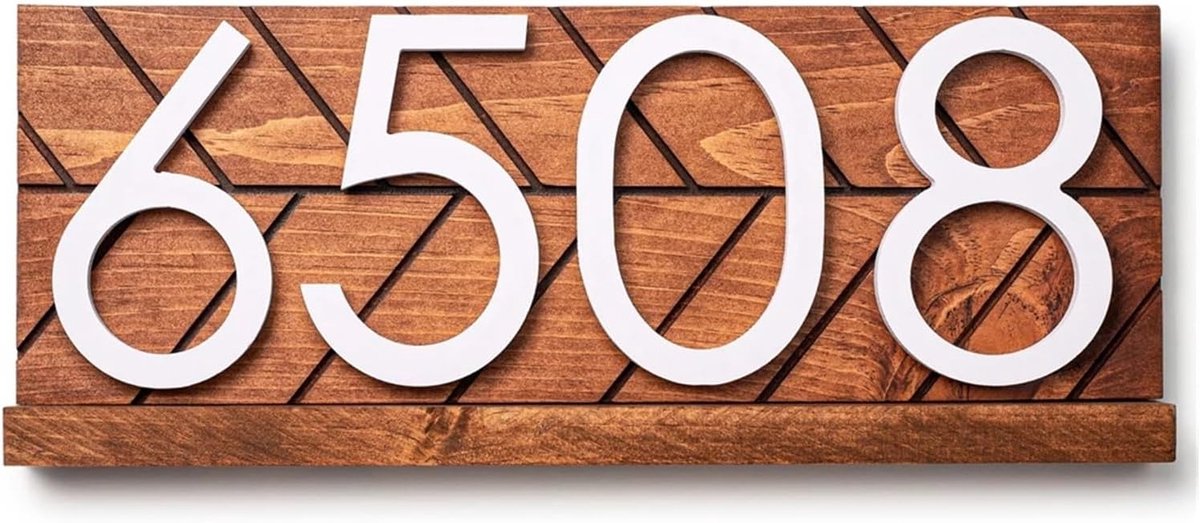 Huisnummer Hout - Adresbord Gepersonaliseerd - Huis Decoratie - Handgemaakt 3D Ontwerp - 38x19 cm - Niet gespecificeerd