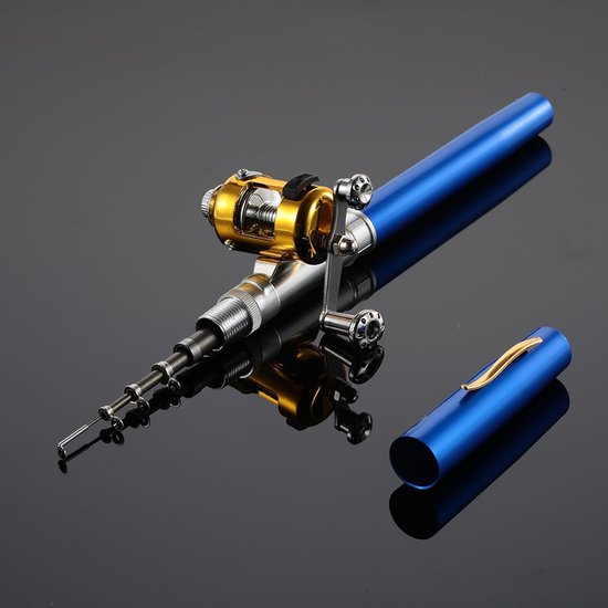 Telescopische Hengel Set - Pen Hengel Molen - Vissen op Locatie - Compact Draagbaar Ontwerp - 99 cm Uitgeschoven - Blauw — afbeelding 2
