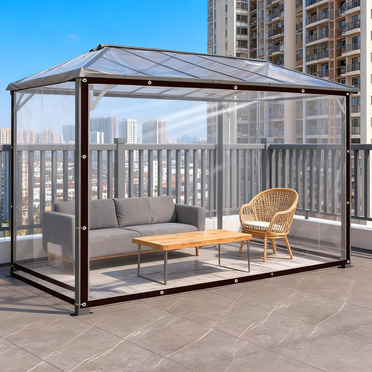 Afdekzeil Transparant - Zeildoek Waterdicht - Beschermen Buiten - Scheurvast UV-bestendig - 200 x 305 cm - Transparant