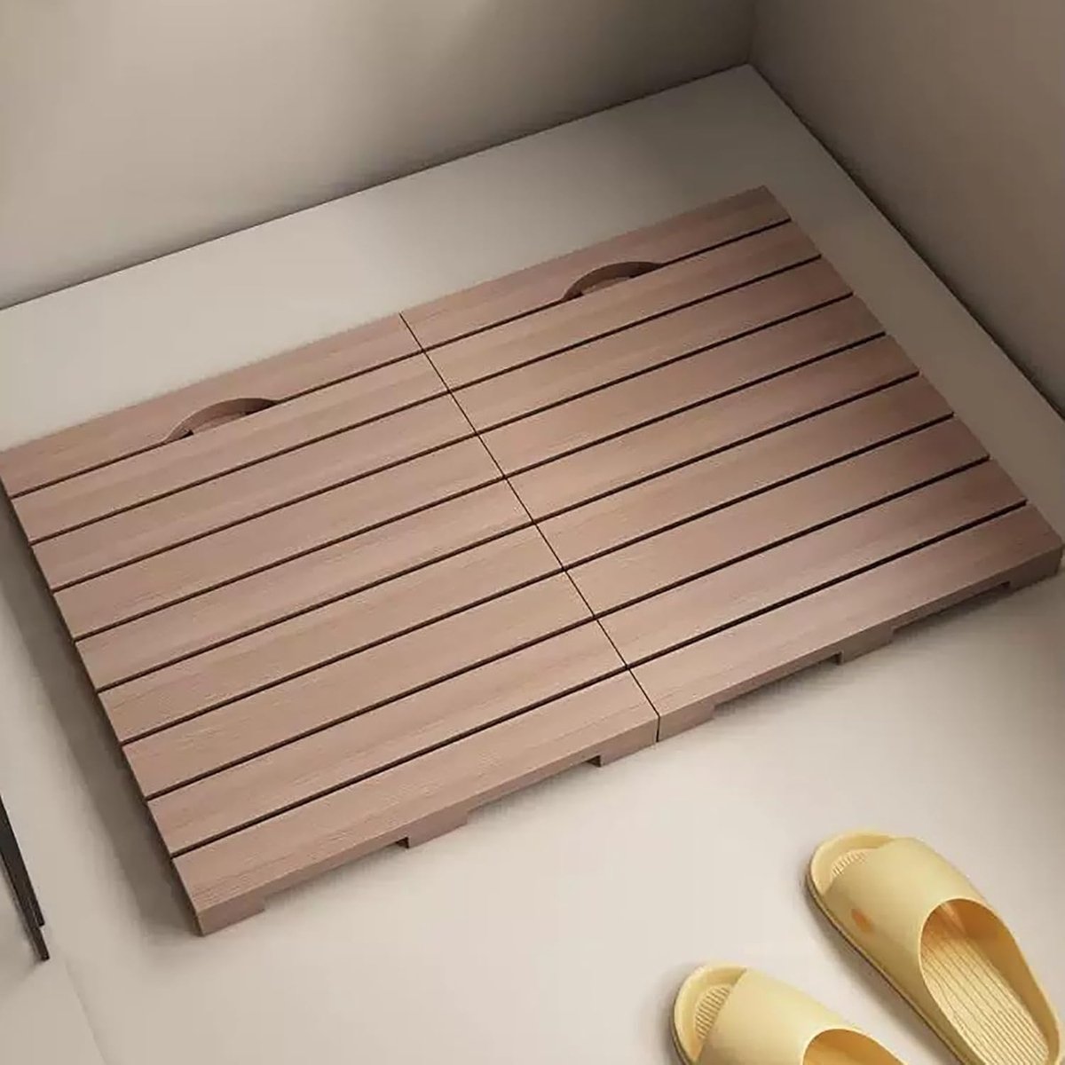 Houten Douchemat - Douchevloermat Hout - Veilig Douchen - Extra Dik Massief Hout - 80x80cm