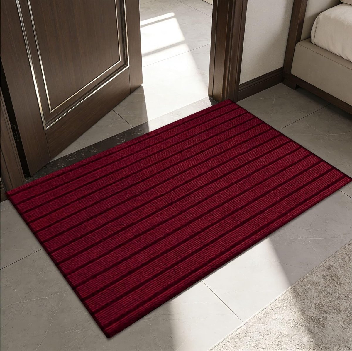 Binnendeurmat - Voetmat Entree - Vuil Vangen - Machinewasbaar Antislip - 60 x 80 cm - Rood