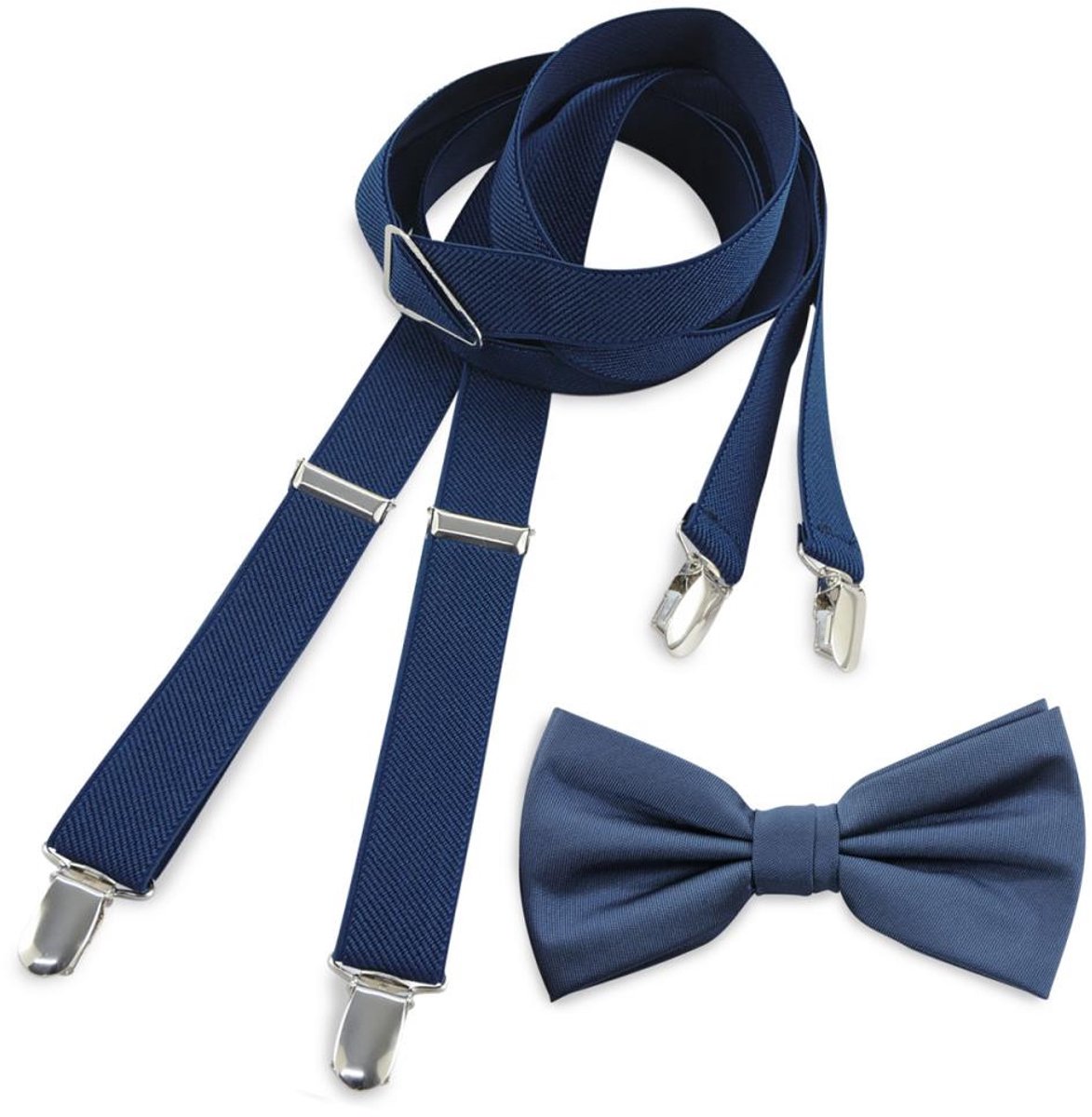 Baxter & Bow - Bretels & Vlinderdas Set Heren Blauw – Smalle bretels met vlinderdas - blauw