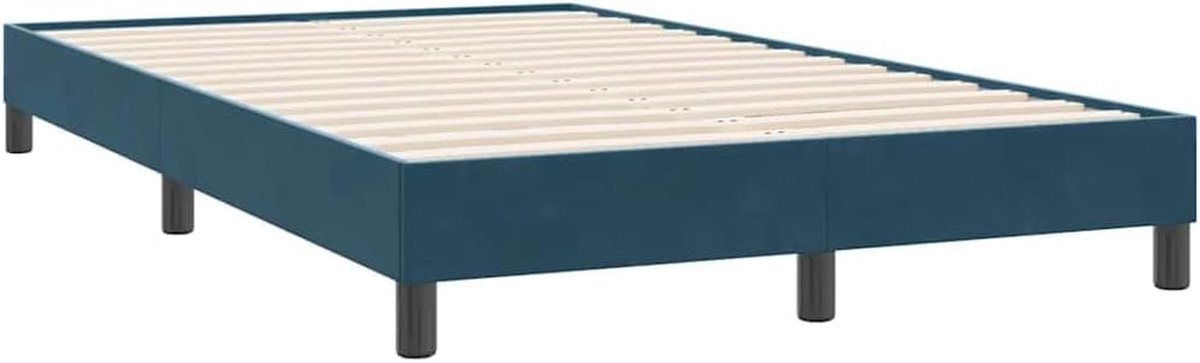Bedframe Fluweel - Eenpersoonsbed Lattenbodem - Comfortabel Slapen - Stabiel Houten Frame - 120 x 220 cm - Donkerblauw
