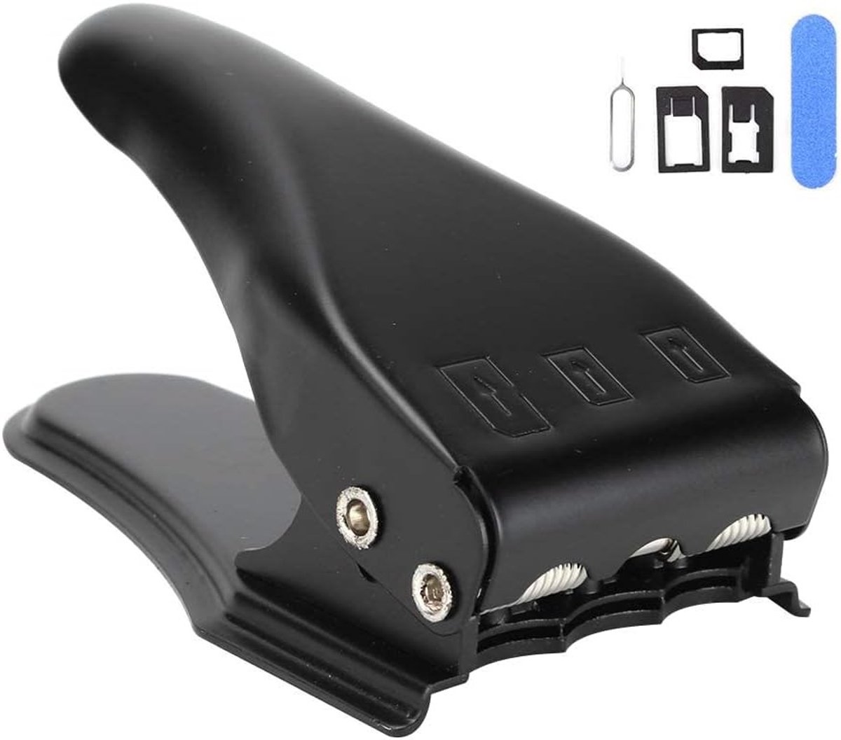 Universele SIM Kaart Cutter 3-in-1 voor Standaard, Micro en Nano SIM met 3 Adapters en Eject Pin voor Gemakkelijk Gebruik