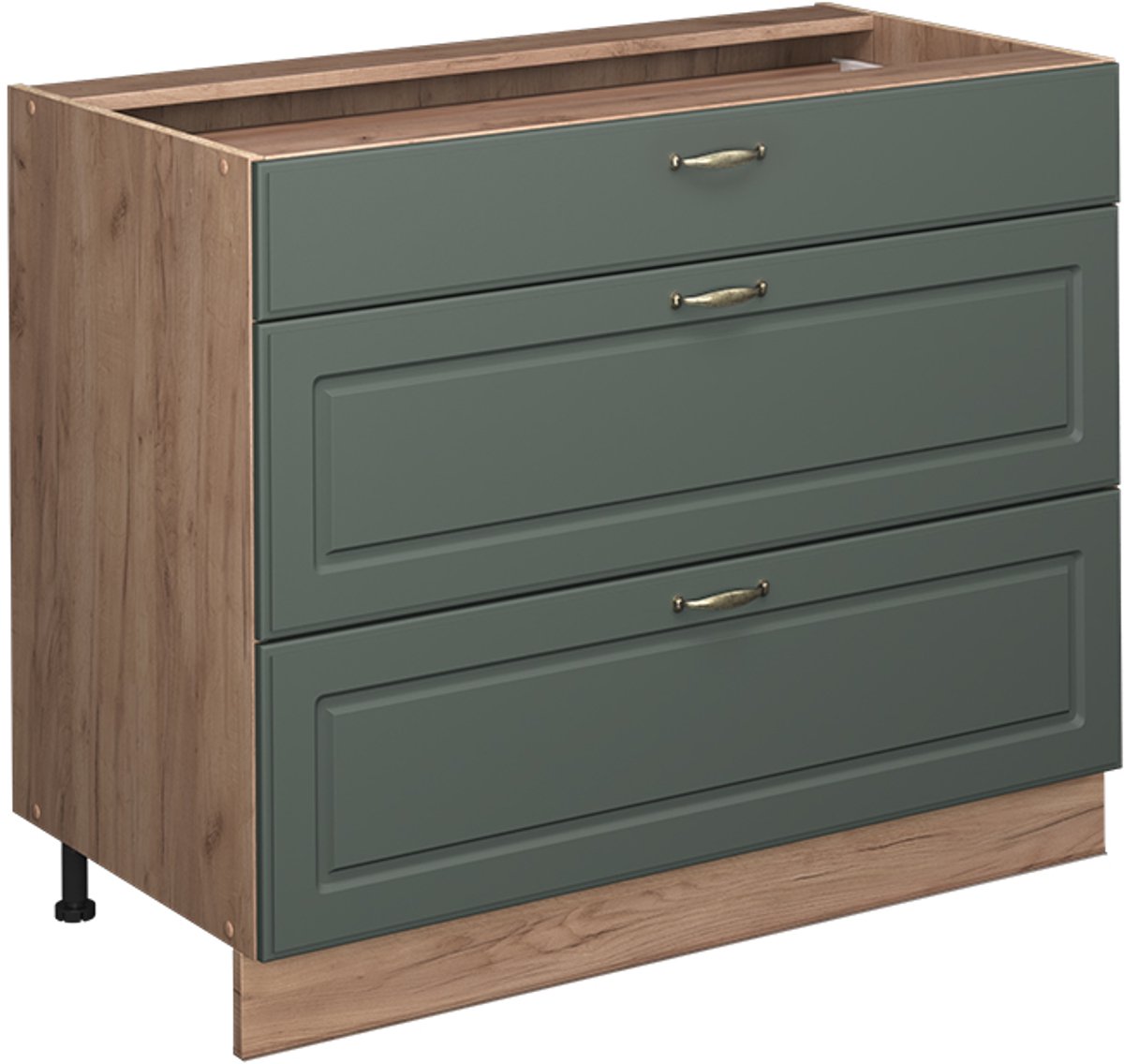 Vicco Keukenonderkast Fame-Line, Groen-Goud Landhuis/Goudkleurig Eiken, 100 cm zonder werkblad