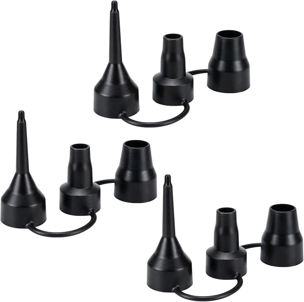 SUP Adapter Set - Ventiel Adapters - Opblaasbare Boot - Drie Maten - 3 Stuks - Zwart