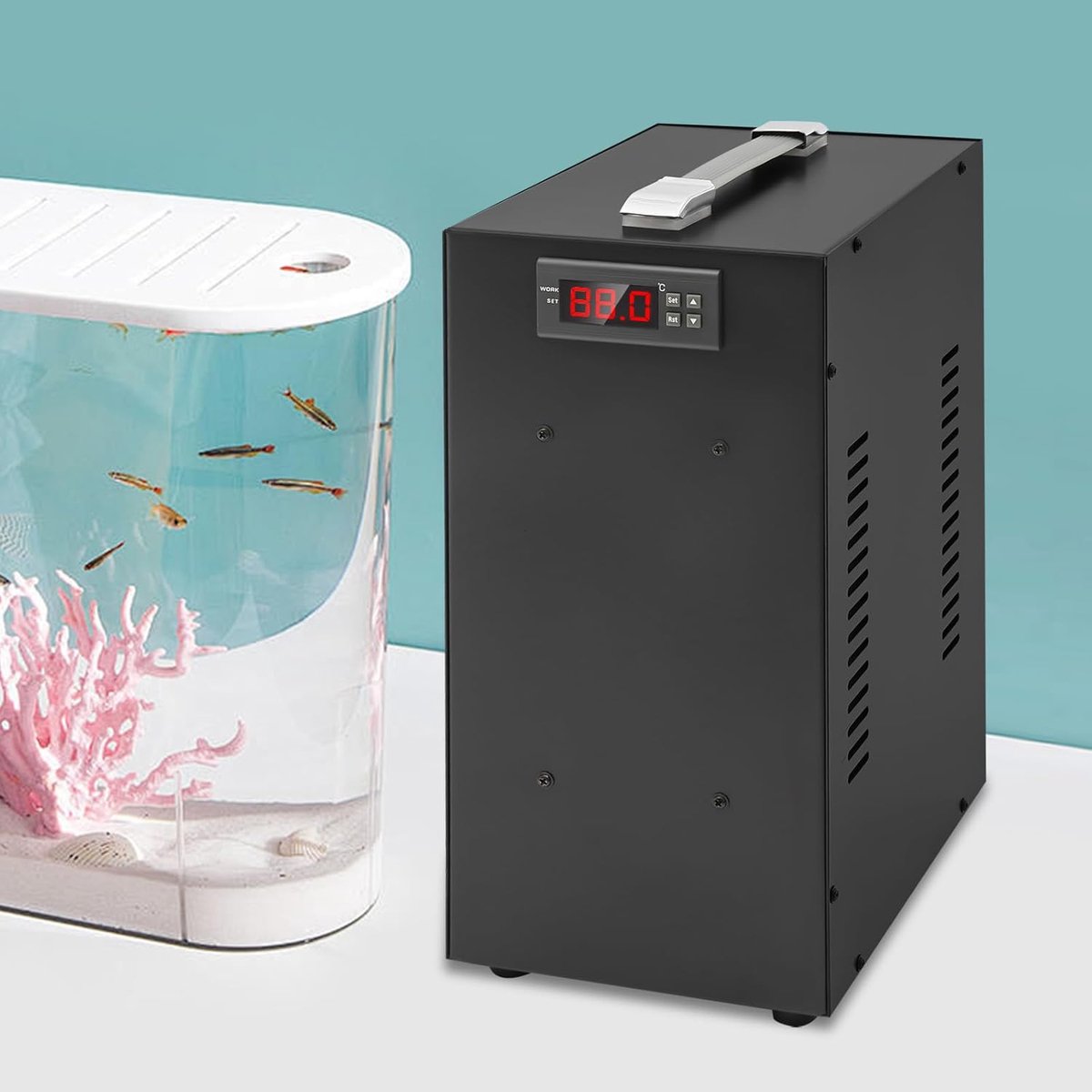 Aquarium Koeler - Waterkoeler Chiller - Water Temperatuur Regelen - Real-time Monitoring - 40 Litres - Zwart