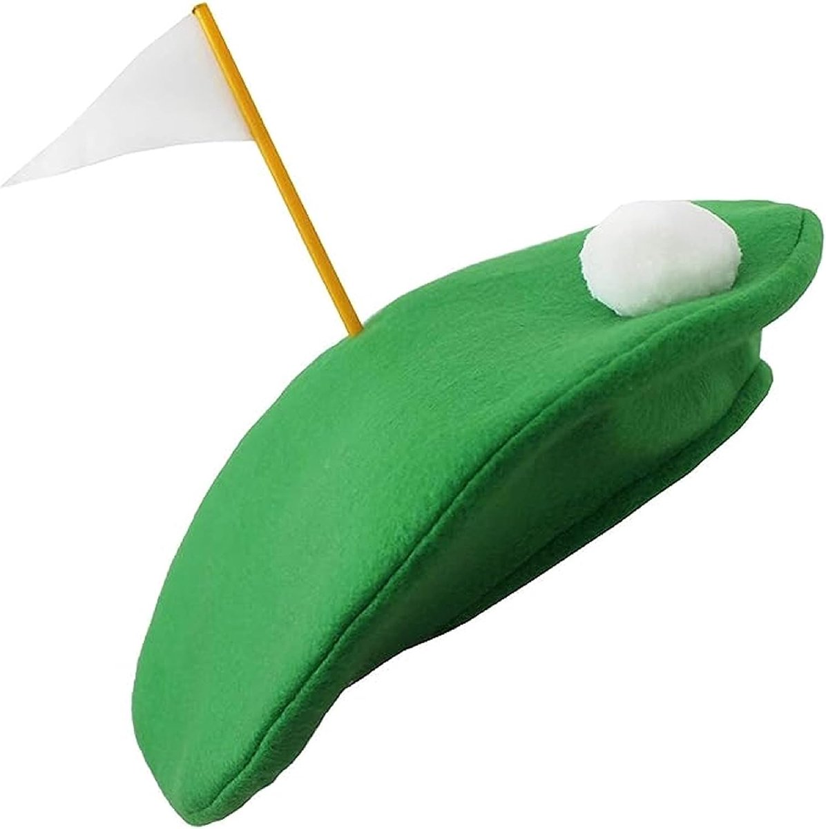 Golf Hoed - Beret Cap - Pub Golf - Vlaggenstok Pompom - 20 x 15 x 2 cm - Groen