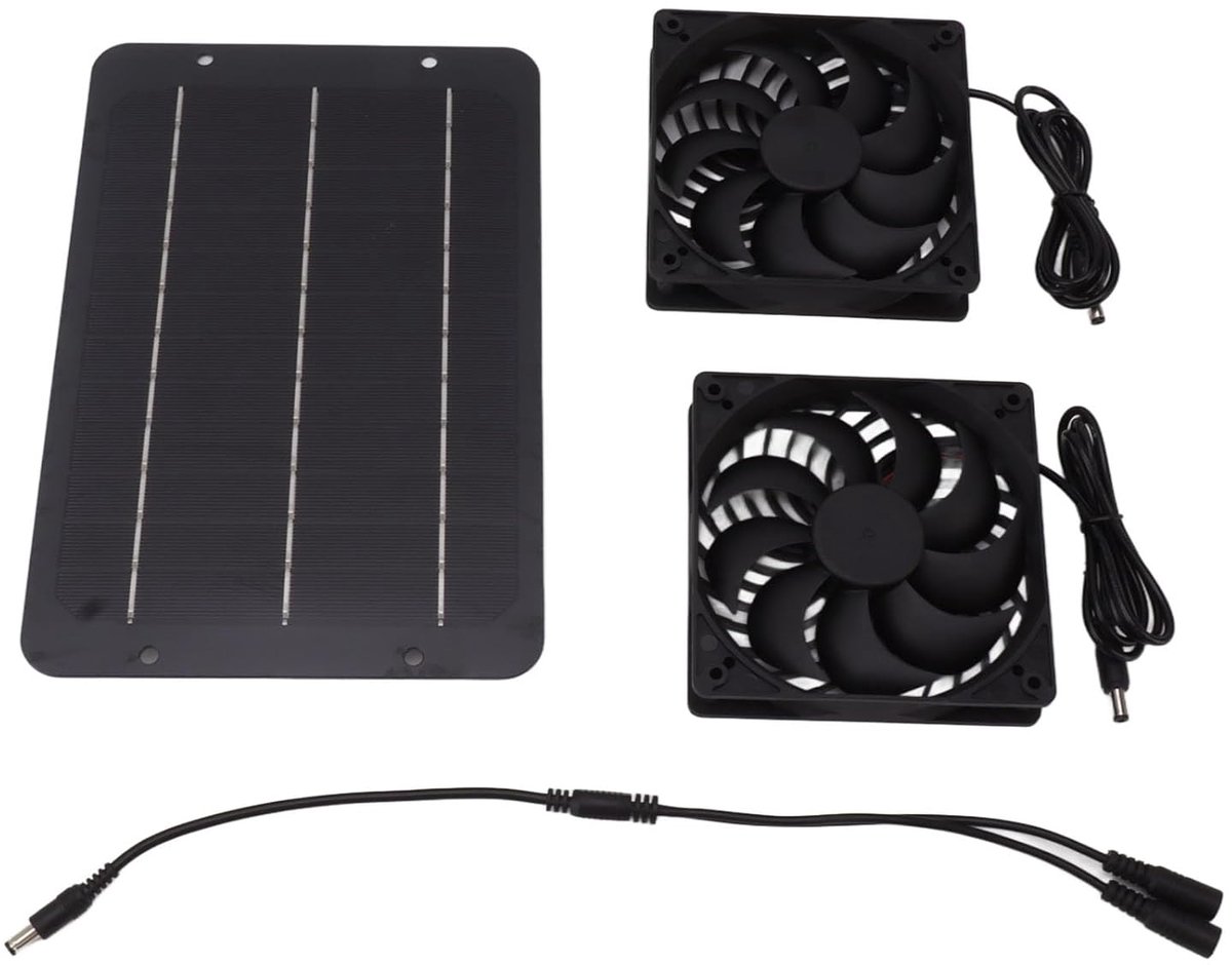 Zonnepaneel Ventilatorkit - Dubbele Afzuigventilator - Ventilatie Buitenruimtes - Dubbele