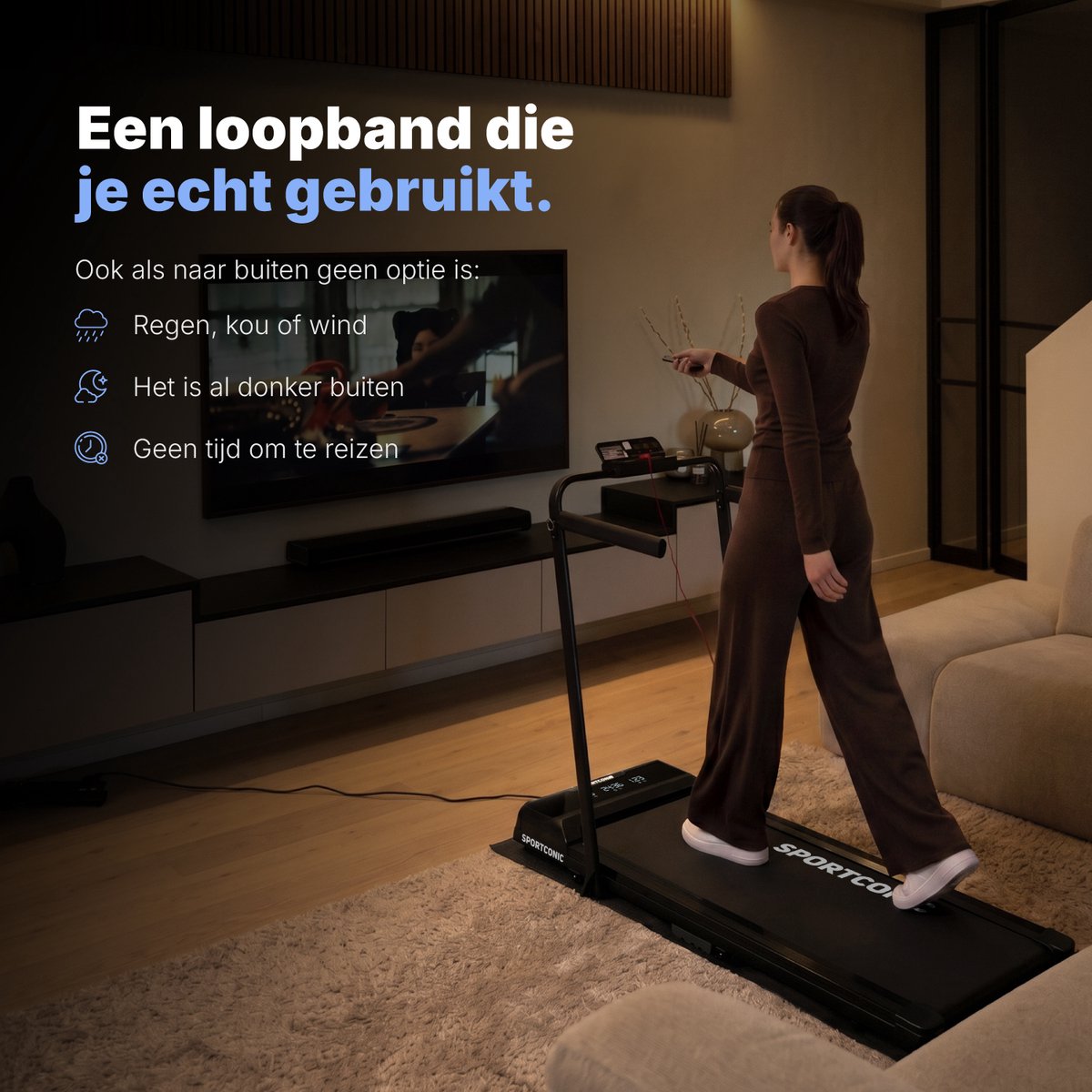 Sportconic Loopband 12km/u Inklapbaar Zwart met Helling - afbeelding 3