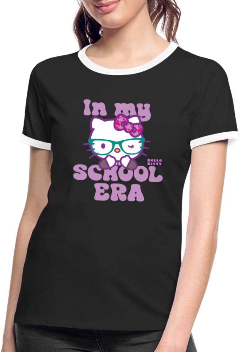 Hello Kitty Met Bril In My School Era Vrouwen Contrast Shirt