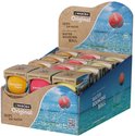 Display vol Waboba Original ballen in verpakking, met strand en waterafbeeldingen.