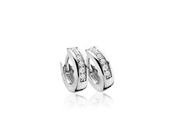 Zinzi zilveren oorringen 12 x 3mm witte zirconia's met luxe klapsluiting ZIO187Z
