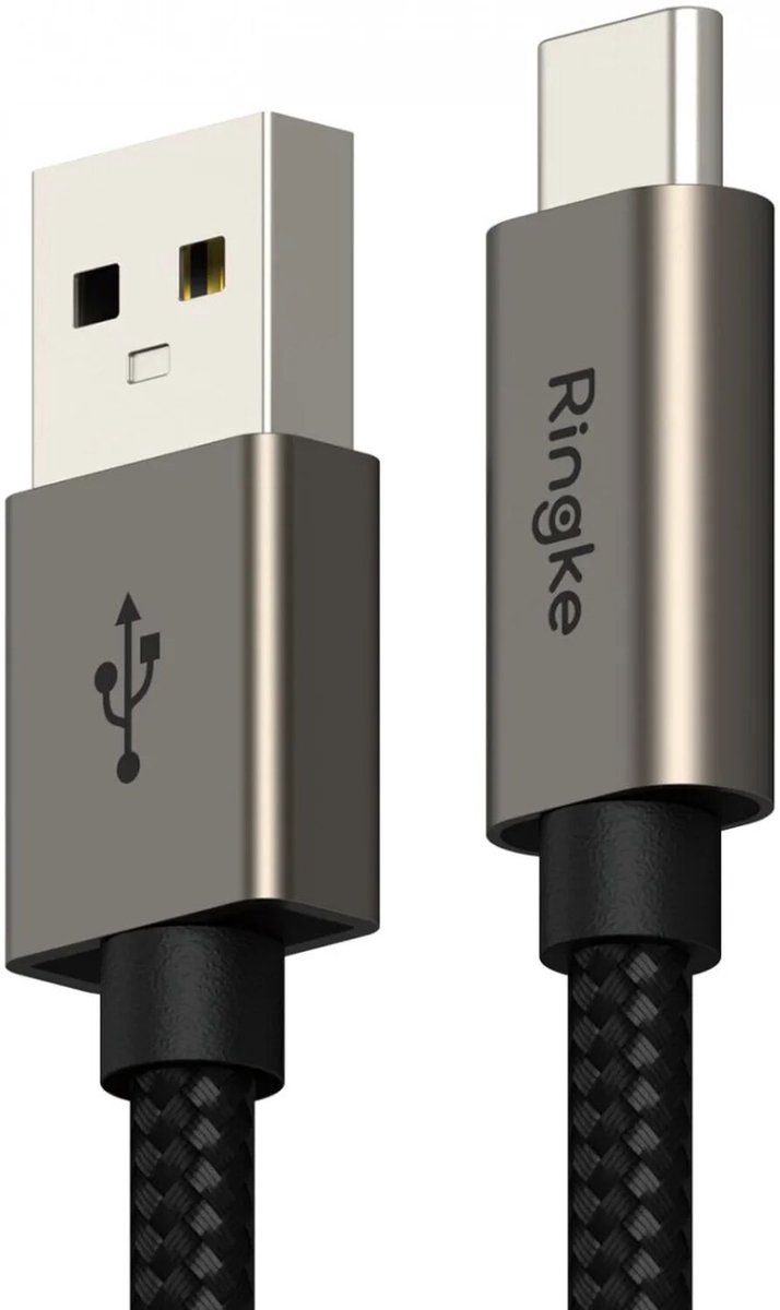 Ringke Fast Charging Basic - USB-A naar USB-C Kabel - 20V/3A, 60W, Quick Charge 3.0 - 480Mbps - 2M Zwart