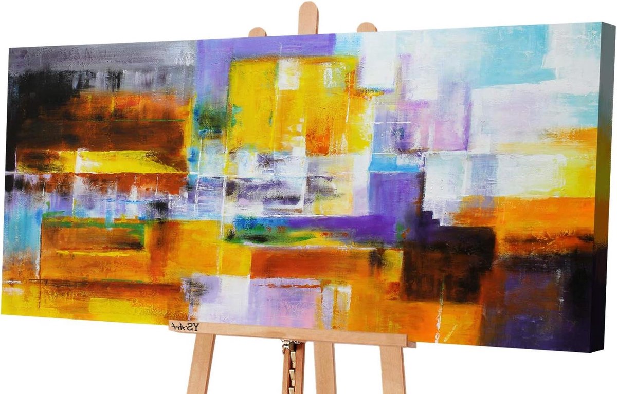 Acryl Schilderij - Abstractie Muurdecoratie - Woonkamer Aankleden - Handgeschilderd Uniek Stuk - 120x60cm - Veelkleurig