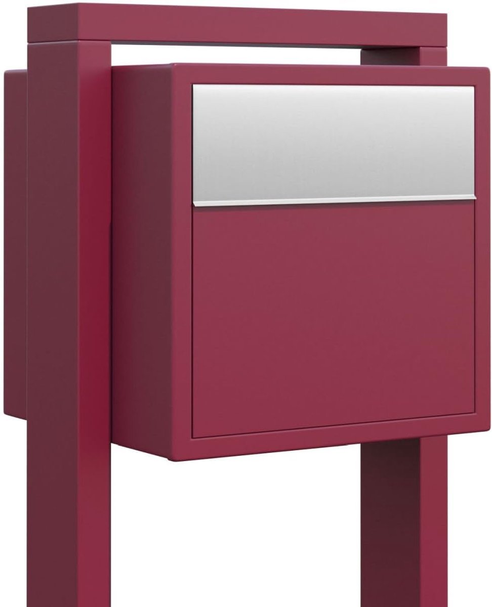 Staande brievenbus - Brievenbus buiten - Post ontvangen - Gepoedercoat staal - 130 cm hoog - Mat rood