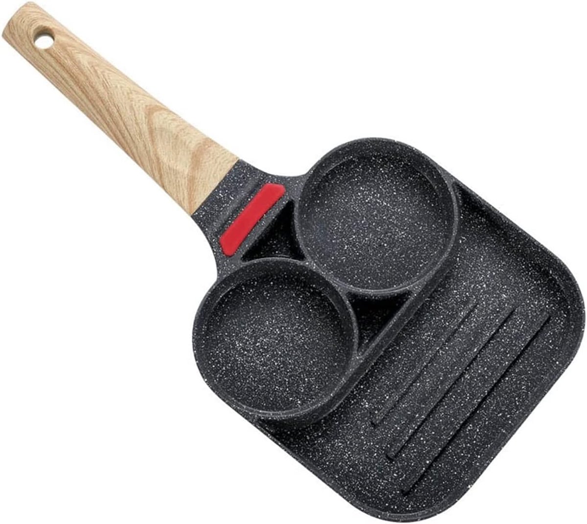 Koekenpan met 2 gaten - Pannenkoekenpan Omelet - Ontbijt Bereiden - Antiaanbaklaag - 33.8 cm - Zwart