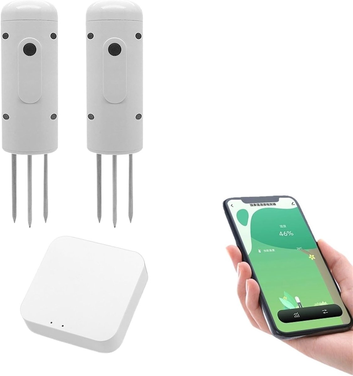 Bodemmeter - Vocht en Temperatuur - Plantenverzorging - Draadloos Zigbee - IP67 Waterdicht - Zwart