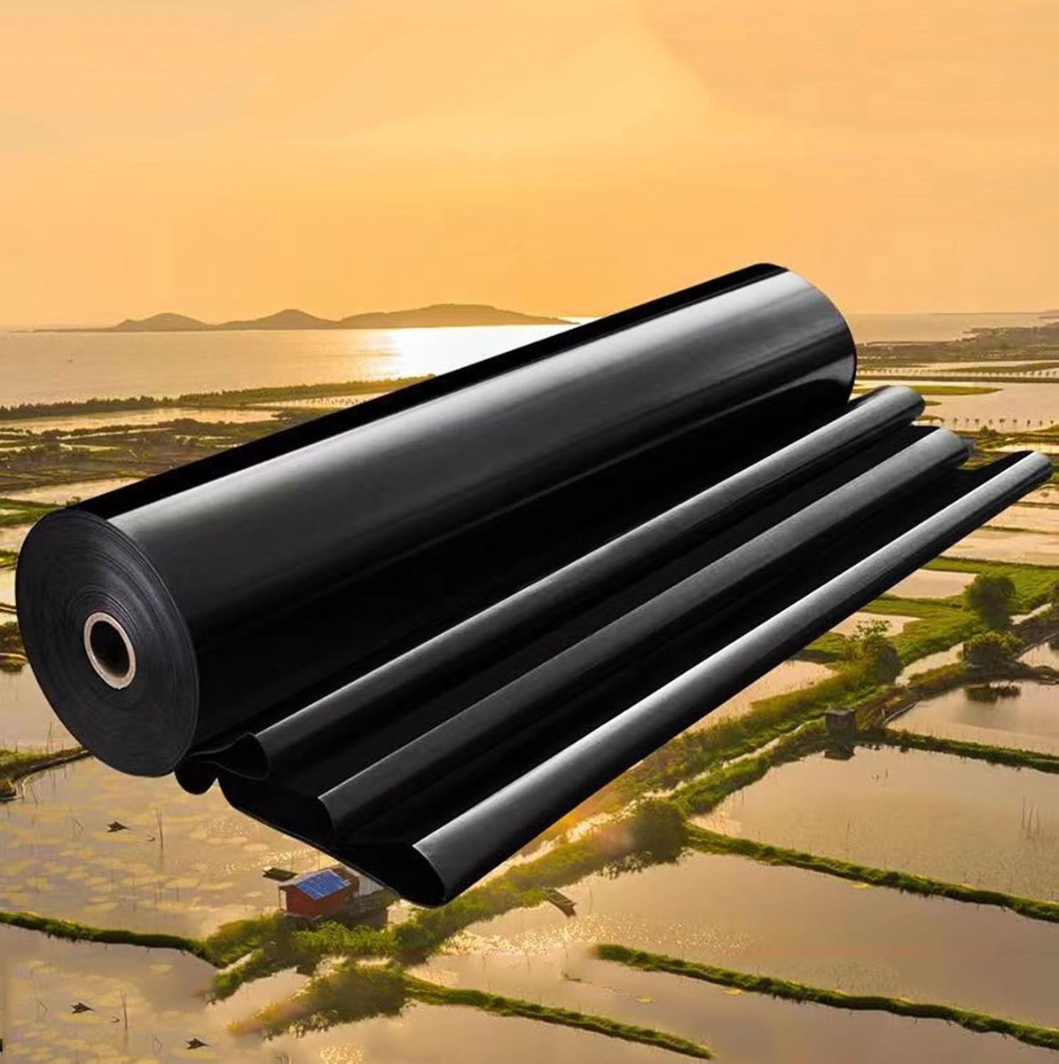 Tuinvijverfolie HDPE - Waterdichte hoes - Vijvers aanleggen - Flexibel en duurzaam - 6 x 8 m - Zwart