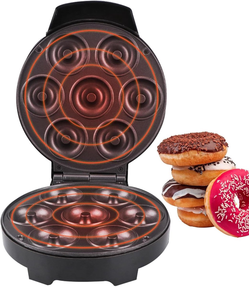 Donutmaker - Donut machine - Zelfgemaakte Snacks Maken - Anti-aanbaklaag - 7 donuts - Wit
