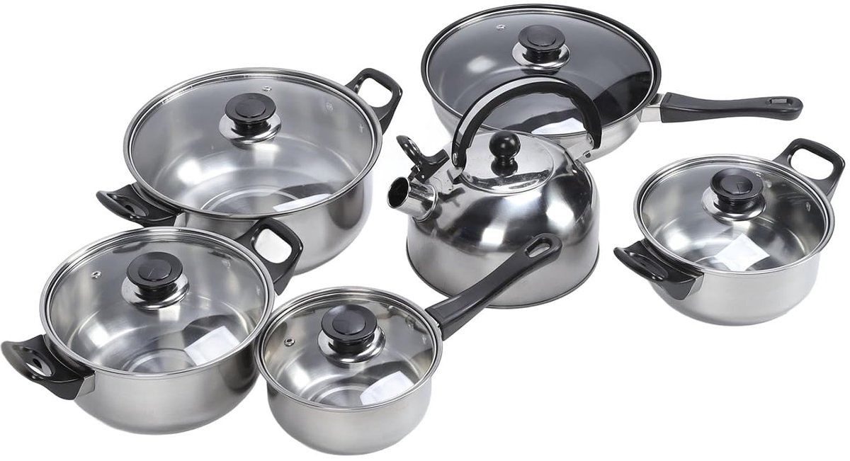 Kookgerei Set - Pannen en ketel - Dagelijks Koken - Roestvrij Staal - 5 Delig - Zilver