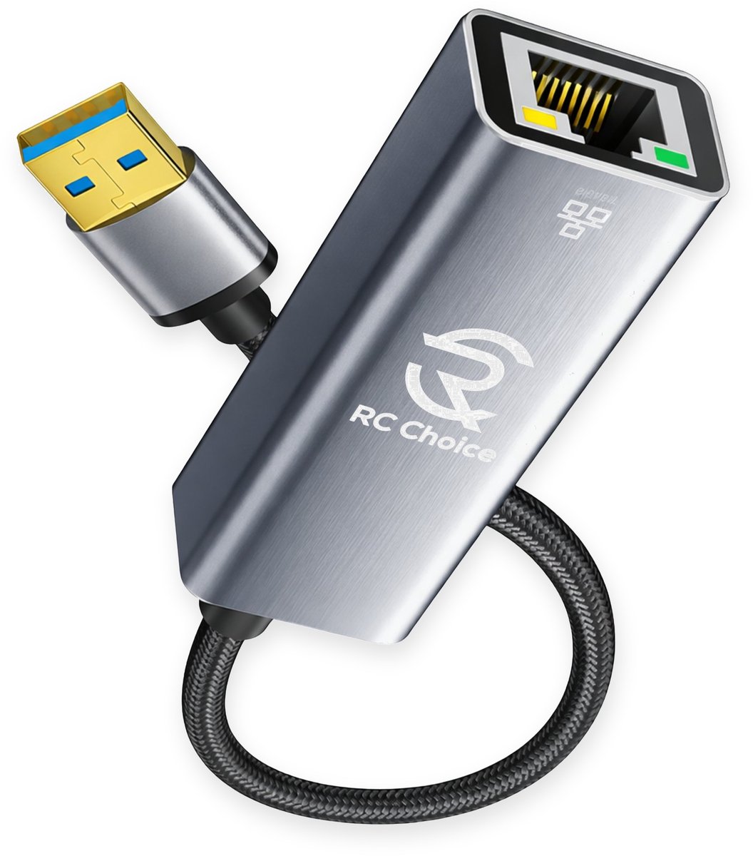 USB 3.0 naar Ethernet Adapter Kabel - Gigabit LAN 1000 Mbps - Sterk en Flexibel Nylon