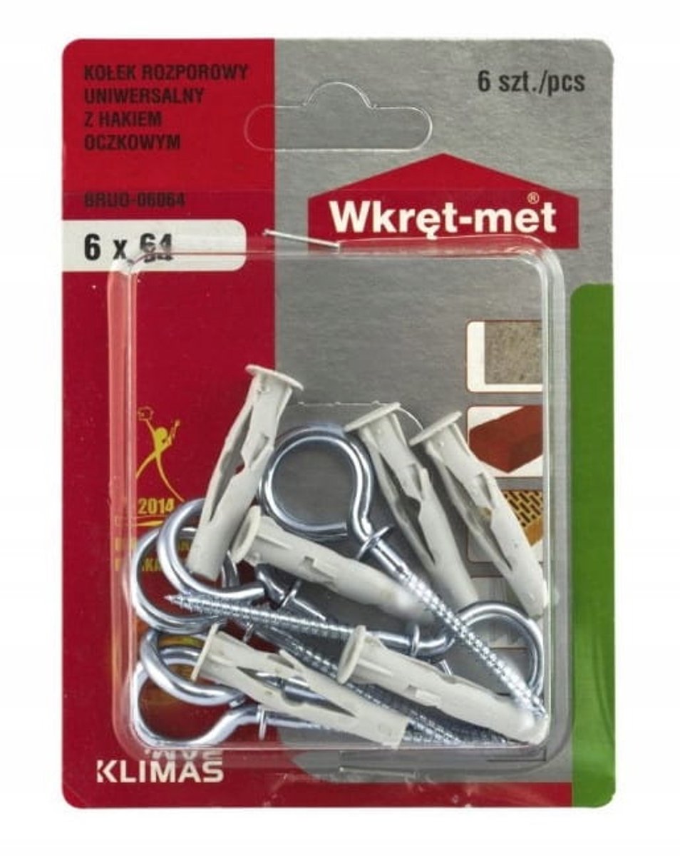 Wkręt-met Serie - Ooghaak Spreidpluggen - 6x64mm - 6 stuks