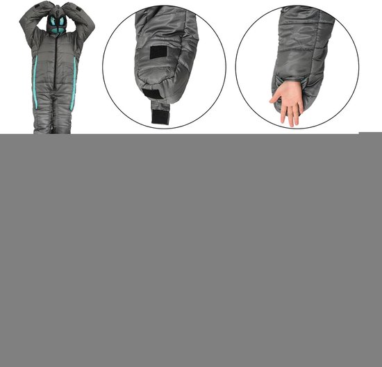 Menselijke Slaapzak - Draagbare Tas - Outdoor Ontspanning - Met Armen en Benen - Tot 200 cm - Blauw — afbeelding 4