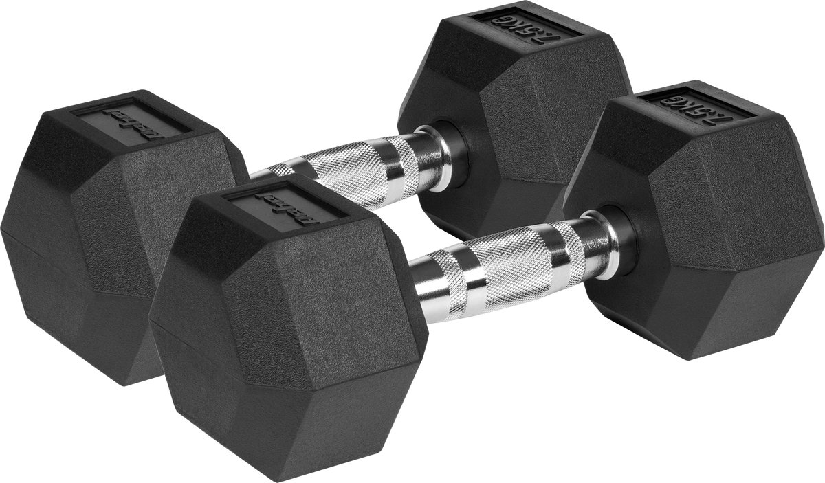 Rebel Active - Hexagonal Hantel - Gietijzer - 2x 7,5 kg - Zwart