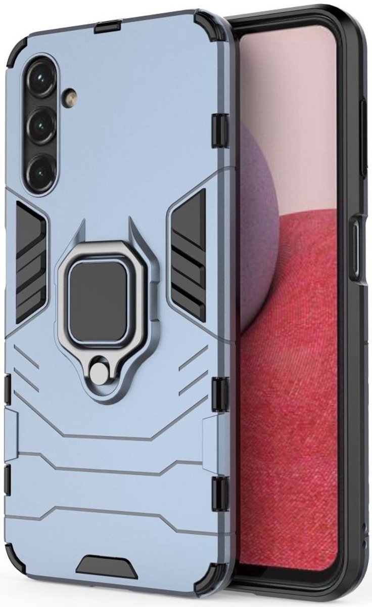 Hoesje Magnetische Kickstand Ring Blauw Geschikt voor Samsung Galaxy A14