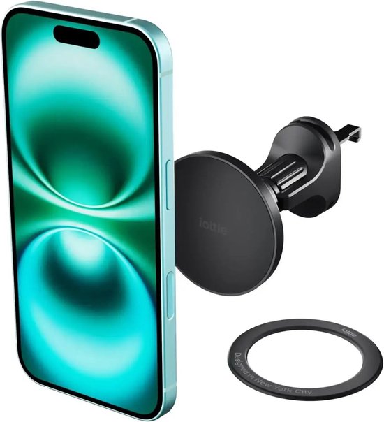 iOttie iTap 3 – Magnetische Telefoonhouder Auto Ventilatierooster – Compatibel met MagSafe / Qi2 – Geleverd met Magnetische Ring Adapter – Zwart